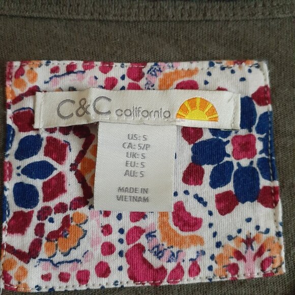 C&C California Women's Size Small Olive Green V Neck T-Shirt Maxi Dress - Picture 5 of 11